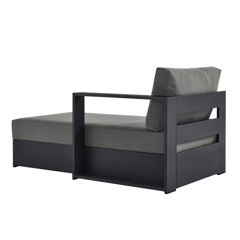 Gray Charcoal Aluminum Outdoor Left Arm Chaise Lounger