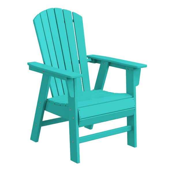 Altura Outdoor Patio Fade Resistant HDPE Plastic Adirondack Style Dining Chair with Arms in Turquoise