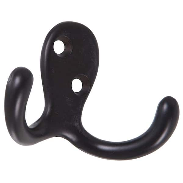 Hardware Essentials Double Clothes Hook in Oil-Rubbed Bronze (5-Pack)