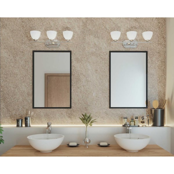 Laird Collection 3-Light Brushed Nickel Etched Glass Traditional Bath Vanity Light