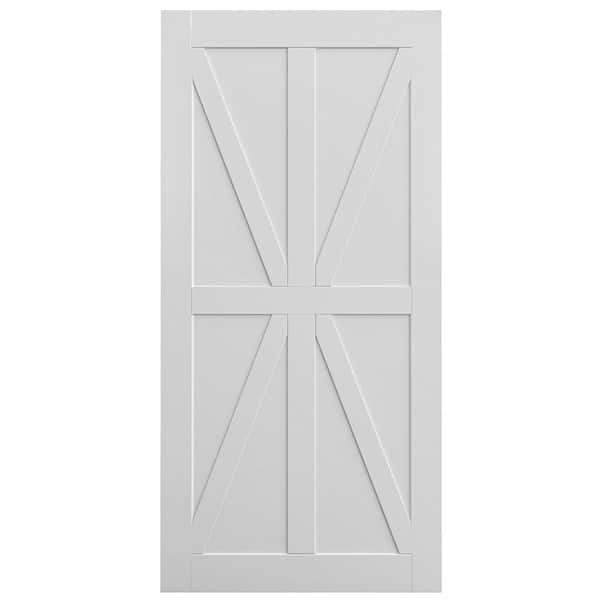 WRIGHTMASTER 36 in. x 80 in. White Finished Star Style MDF Sliding Barn ...