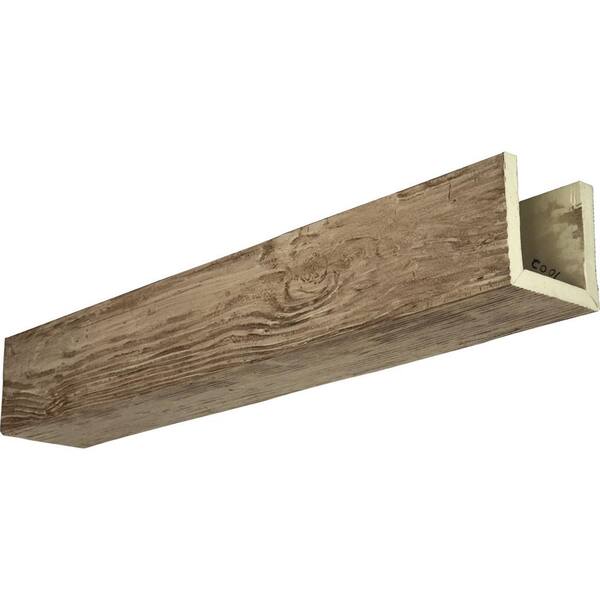 Ekena Millwork 8 in. x 10 in. x 18 ft. 3-Sided (U-Beam) Sandblasted Natural Pine Faux Wood Ceiling Beam