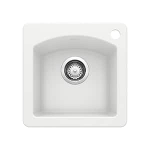 DIAMOND SILGRANIT White Granite Composite 15 in. 1-Hole Drop-In/Undermount Bar Sink