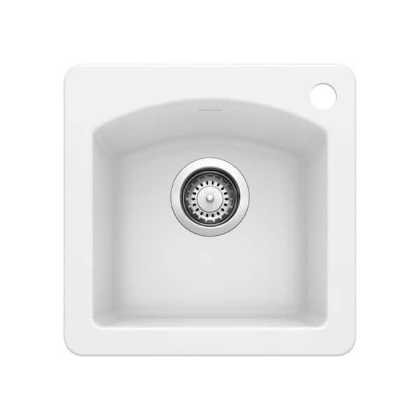 Blanco DIAMOND SILGRANIT White Granite Composite 15 in. 1-Hole Drop-In/Undermount Bar Sink