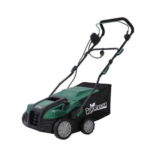 2-in-1 16 in. Dethatcher Scarifier: 15 Amp Electric + 58 qt. Removable Bag