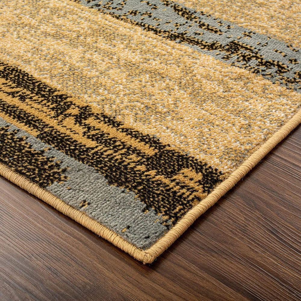 Modern Geometric Beige & Light Blue Synthetic Area Rug, 8' x 10'