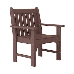 Laguna Outdoor Patio Weather Resistant Poly Plastic Garden Arm Chair in Dark Brown