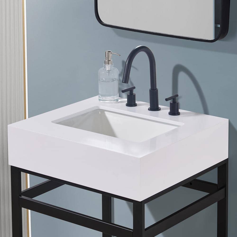 24" Snow White Ceramic Bathroom Vanity Top with Sink
