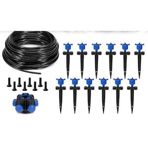 Garden Watering System Connector Drip Irrigation Kits with 50 ft Hose 12Pcs Drippers & 5-Way Connector for Plants