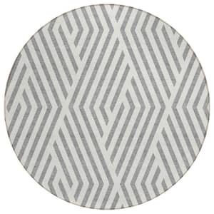Chantille ACN550 Gray 8 ft. x 8 ft. Round Machine Washable Indoor/Outdoor Geometric Area Rug