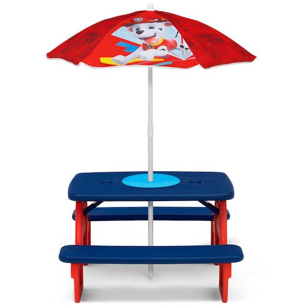 Delta Children Blue PAW Patrol 4 Seat Activity Picnic Table with Umbrella  and Lego Compatible Tabletop TT87415PW-1121 - The Home Depot