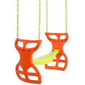 2-Seater Glider Swing Vinyl Coated Chain Hardware For Intallation Included Orange Yellow