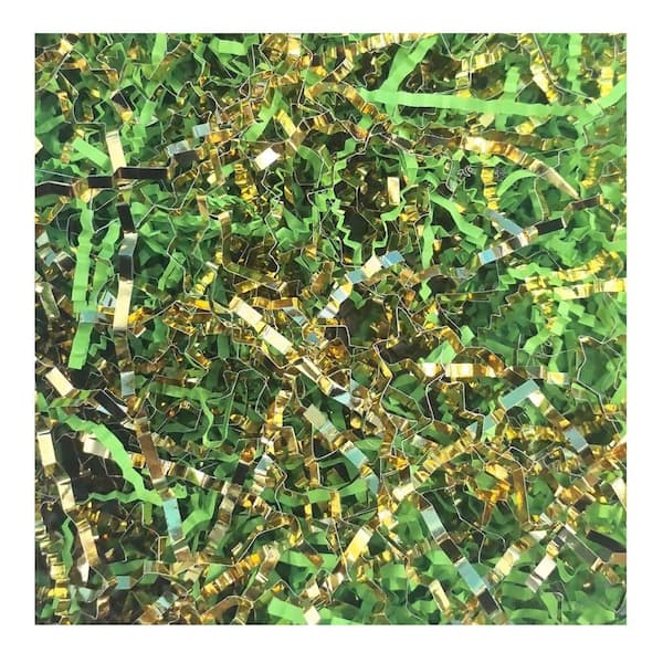 N/A 0.5 lb. Gift Basket Box Wrap Green Gold Crinkle Paper Filler Shredded Raffia Grass for Easter Decoration Wedding