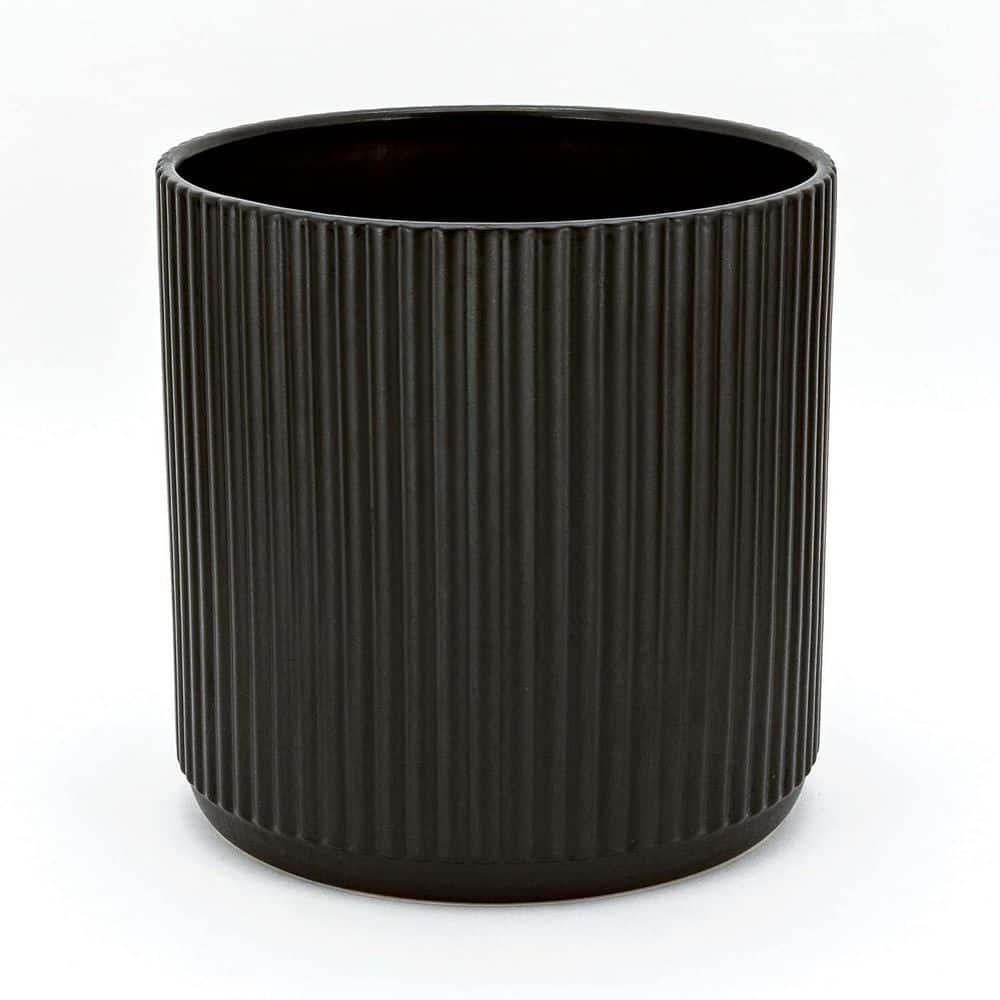 Black Ceramic Indoor/Outdoor Planter (8 in. W x 8 in. H