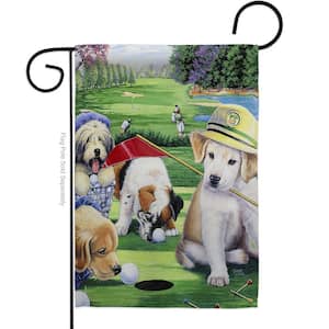 13 in. x 18.5 in. Golfing Puppies Dog Garden Flag Double-Sided Readable Both Sides Animals Decorative