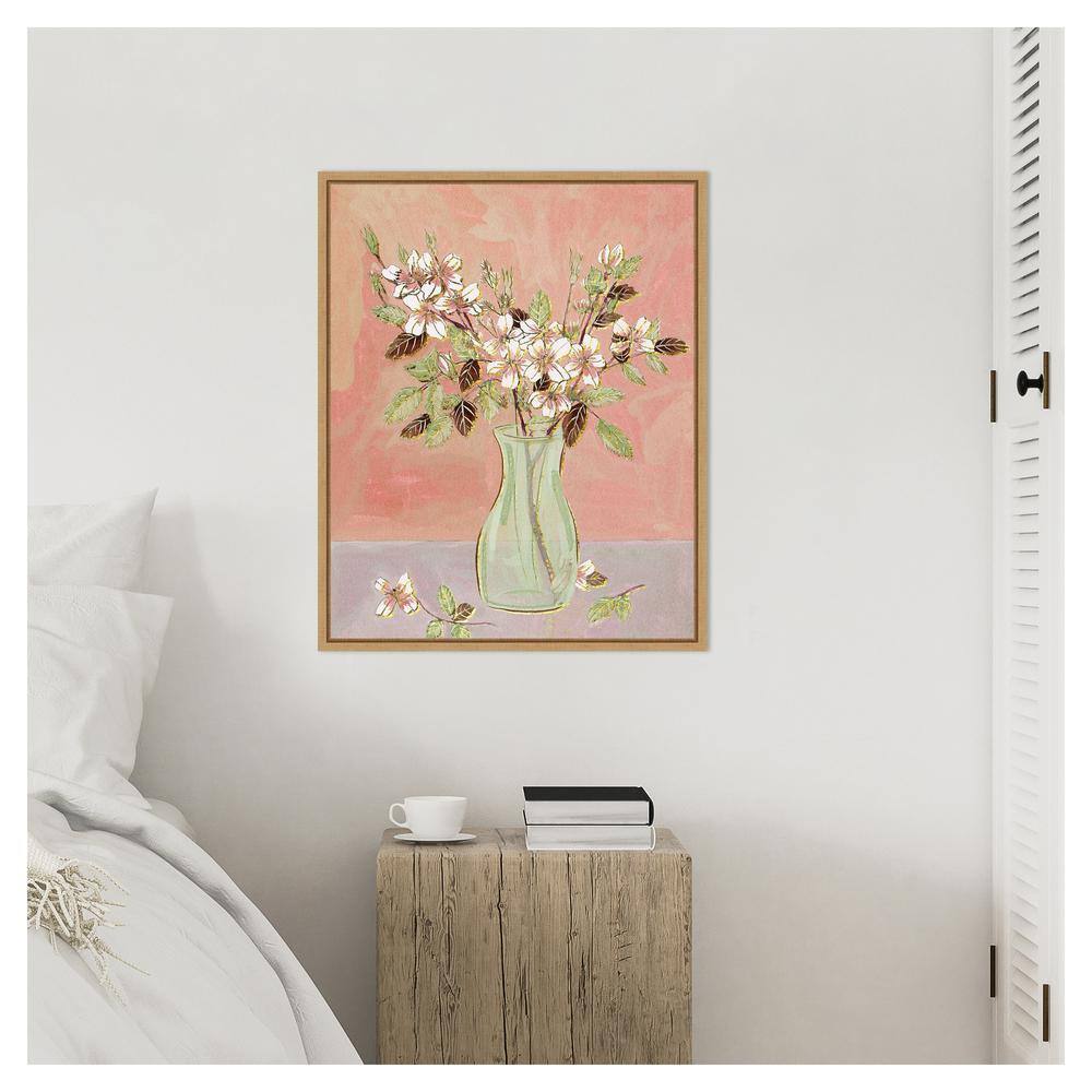 Here Comes the Bloom II 23"x28" Brown Maple Framed Canvas Art Print