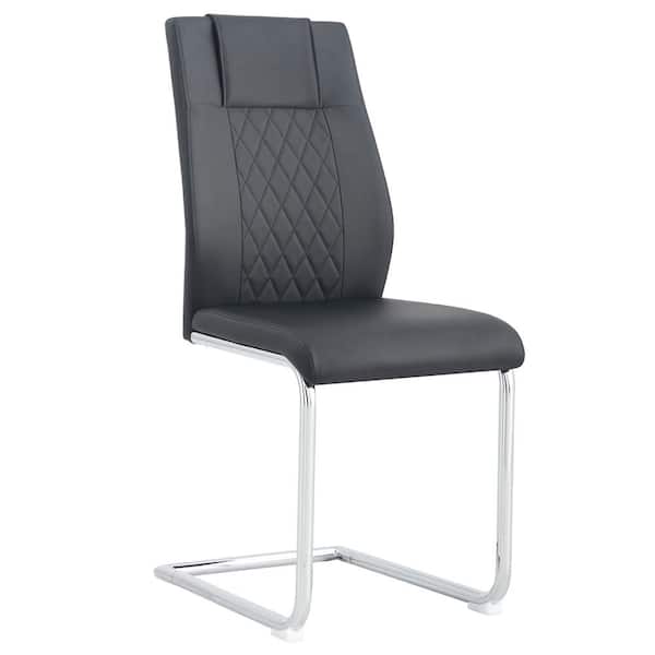 Modern Black PU Leather Seat Dining Chairs Set of 6 for Kitchen, Living, Dining Room