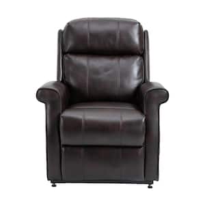 Brown Faux Leather Elderly Power Lift Recliner Chair with Side Pocket and Remote Control
