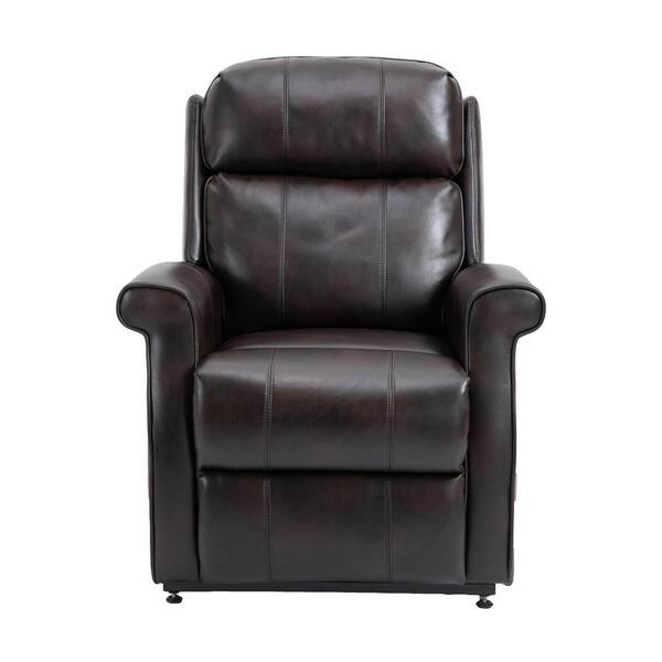 Boyel Living Brown Faux Leather Elderly Power Lift Recliner Chair with Side Pocket and Remote Control