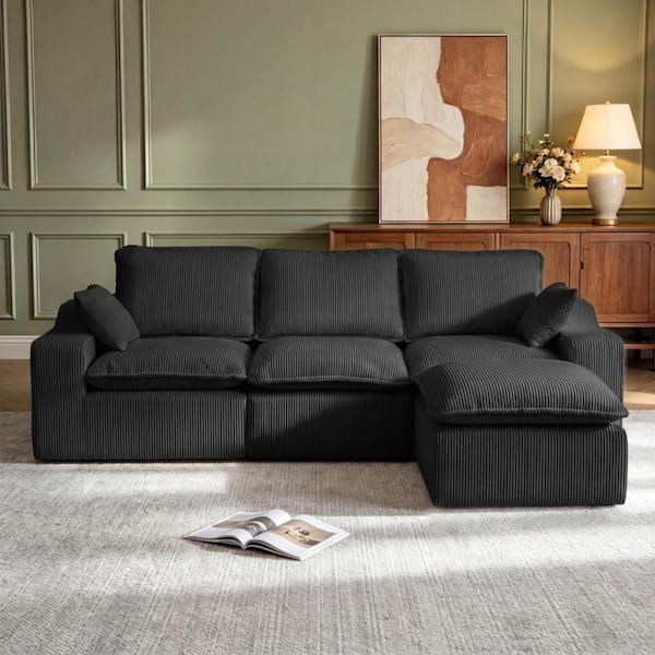 108" Oversized L-Shaped Couch, Cloud Sectional Couch with L-Shaped Chaise, Modular Sectional Sofa