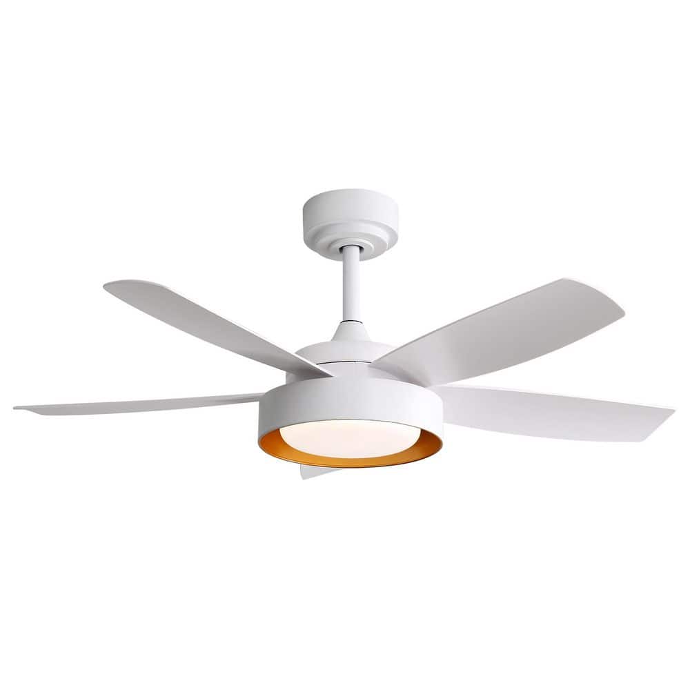 42 in. Indoor White Ceiling Fan with Light, Dimmable, Quiet Reversible DC M