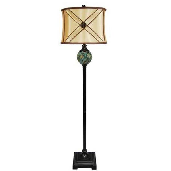 Fangio Lighting 62 in. Ceramic and Resin Floor Lamp, Blue and Bronze-DISCONTINUED