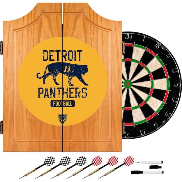 Trademark VAF 21 in. Detroit Panthers Wood Dart Board Cabinet Set
