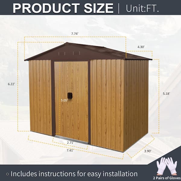 Storhaus 8 ft. W x 4 ft. D Outdoor Metal Storage Shed with