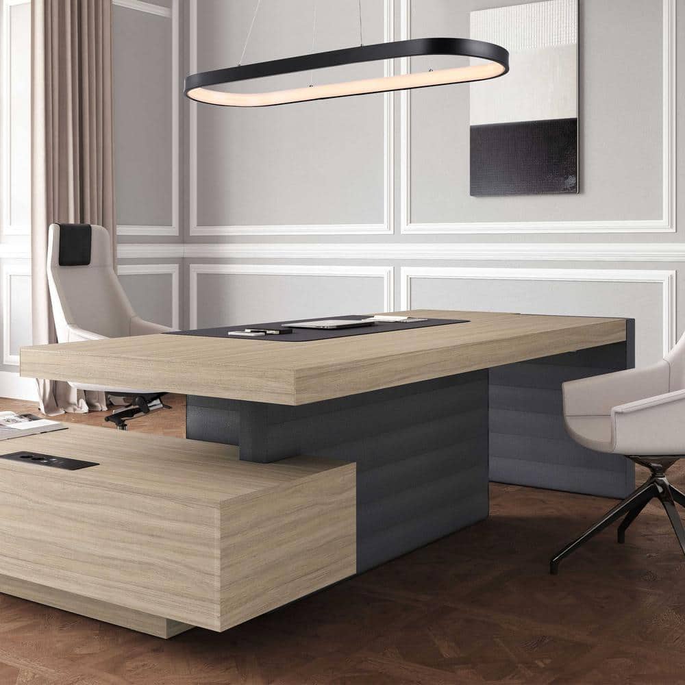 Nolan 38.75" Satin Black Modern Bohemian LED Linear Pendant
