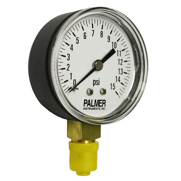 Palmer Instruments 2.5 in. Dial 15 psi Painted Steel Case Utility Gauge