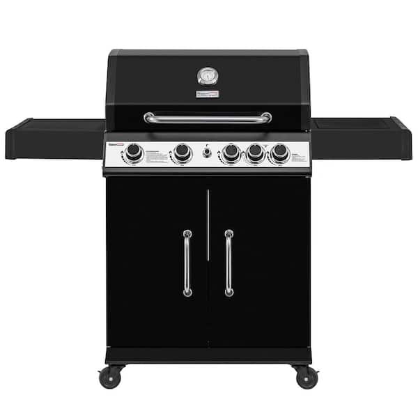 4+1 Burner Propane Gas Grill, Cabinet Style, 49,000 BTU, Black