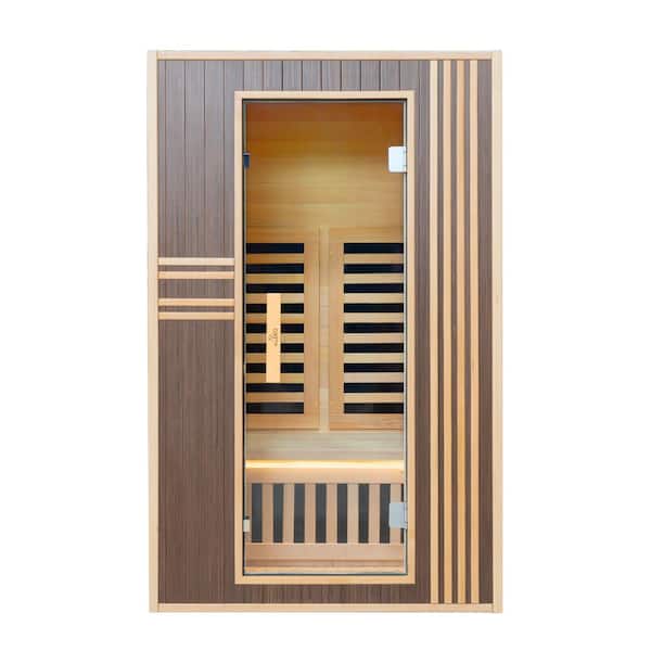 2-Person Indoor Canadian Hemlock Infrared Sauna-Brown