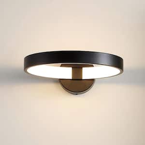 Nathaniel 12.25 in. Black Dimmable Integrated LED Metal Wall Sconce