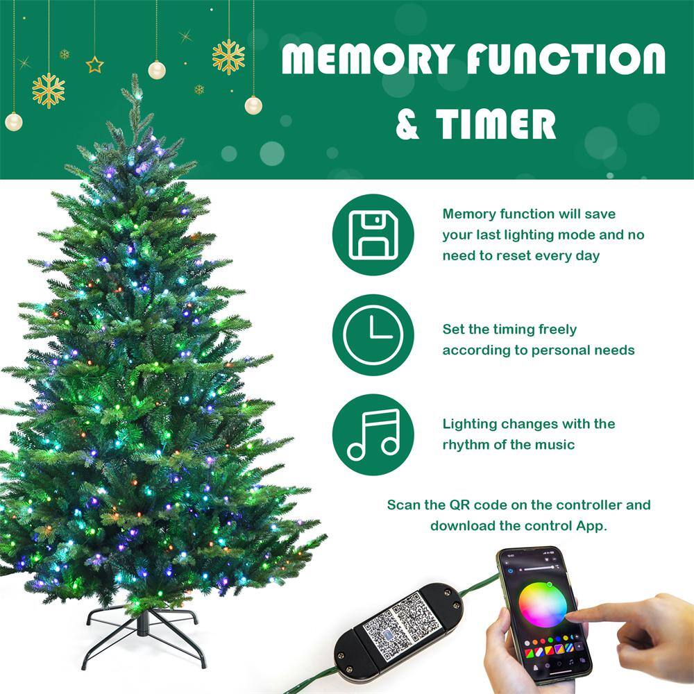 6 FT Pre-Lit Multicolor LED Christmas Tree with Metal Stand