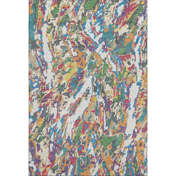 Mayfield Premium Machine Washable Abstract AMF2441 Cream 10 ft. x 14 ft. Area Rug