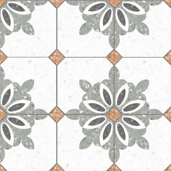 Riviera Octagon Verde with Taco Rojizo 8 in. x 8 in. Porcelain Floor and Wall Tile (11.25 sq. ft. /Case)