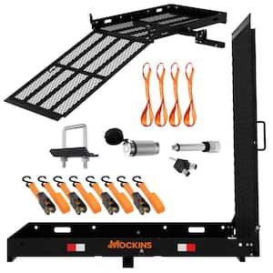 550 lbs. Capacity Hitch Mount Wheelchair Mobility Ramp Carrier w/ Rubber Strip for Smooth Loading and Scratch Prevention