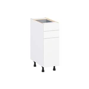 Timberline 12 in. W x 24 in. D x 34.5 in. H Assembled Slab Base Kitchen Cabinet in Bright White with 2 5 in. Drawers