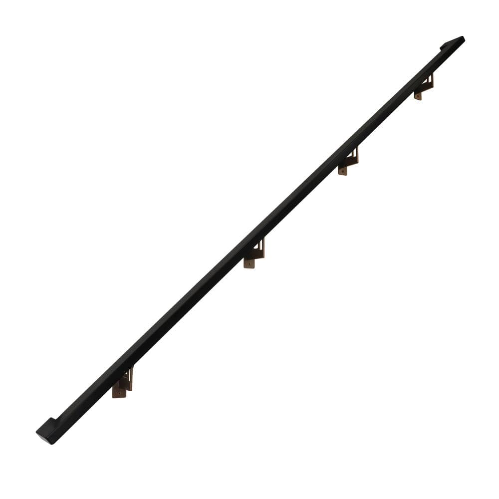 7 Foot L Modern Aluminum Rectangular Handrail Returns to Wall, Adjustable Brackets, Bronze and Black Powder Coated price history on PriceWatchPro