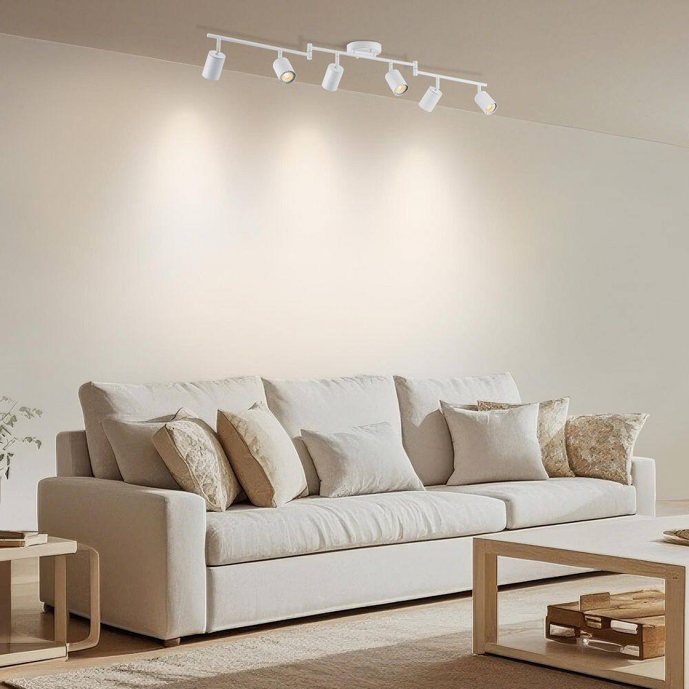 Matte White 4 ft. 6-Light Adjustable Track Lighting Fixture