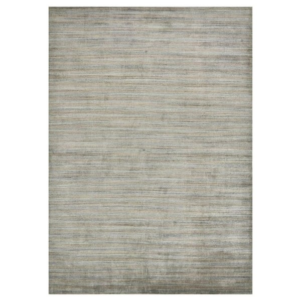 3 ft. x 5 ft. Silver And Gray Wool Striped Hand Woven Area Rug