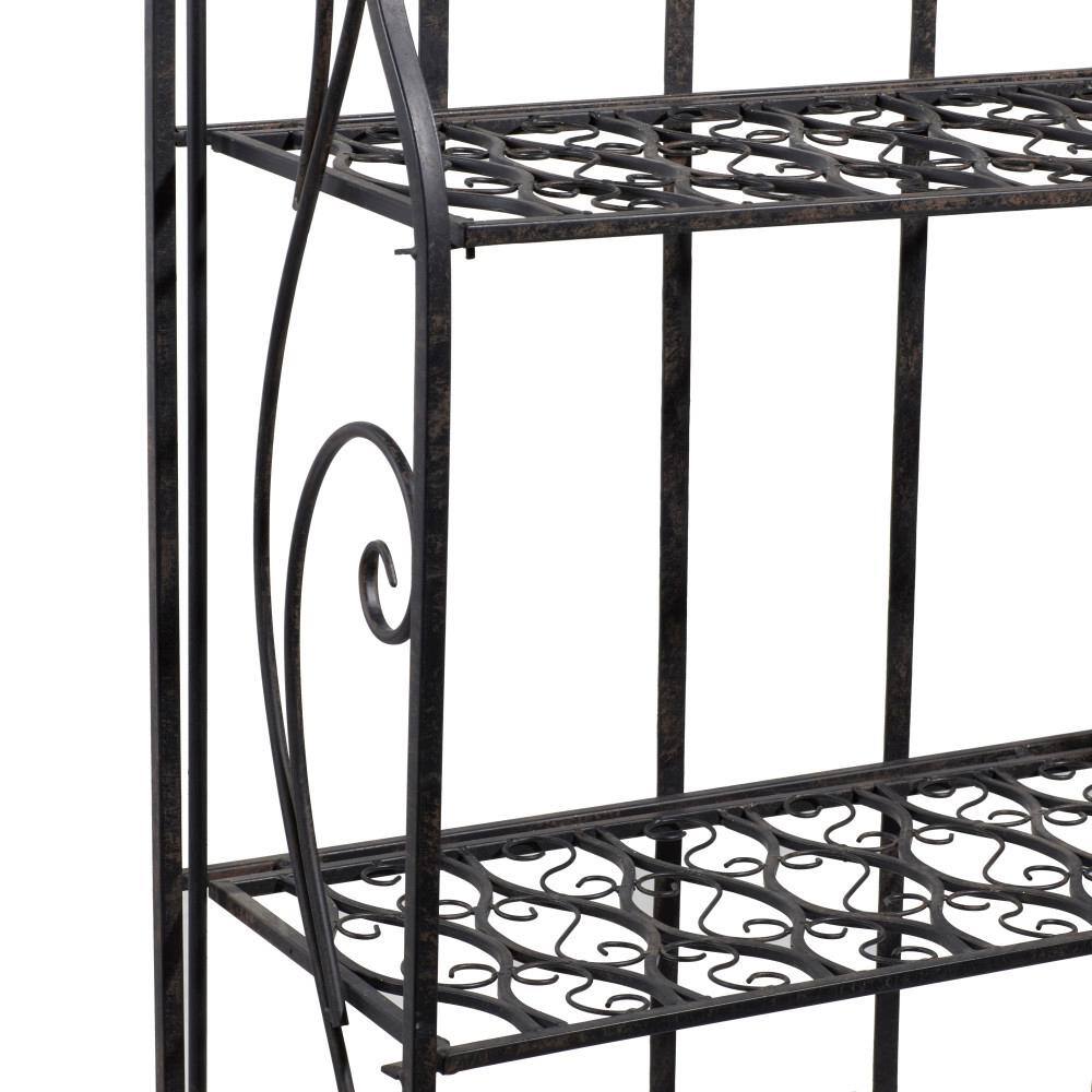 Black Matte Iron 4-Shelf Scrollwork Bakers Rack