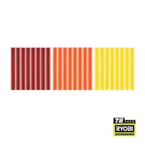 72PC Full Size Color Glue Sticks (Red, Orange, Yellow)