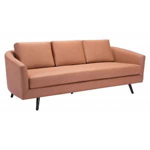 79.3 in Slope Arm Leather Bridgewater Rectangle Sofa in Brown