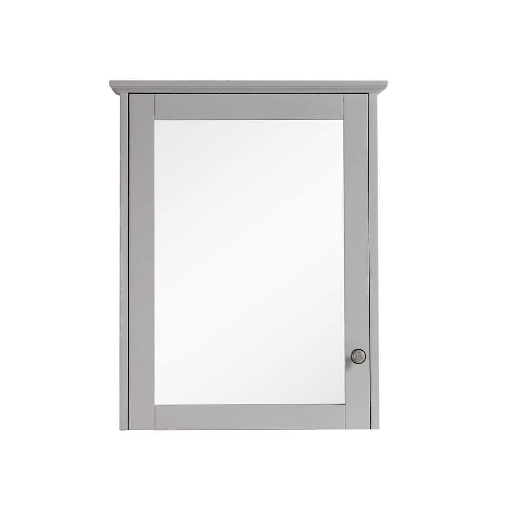 ANGELES HOME 24 in. W x 30 in. H Rectangular Framed Wall Mounted Wood Bathroom Vanity Mirror Cabinet in Grey,Soft-Close,Easy Hang, Titainum Grey -  MED24YS1TG-8CK