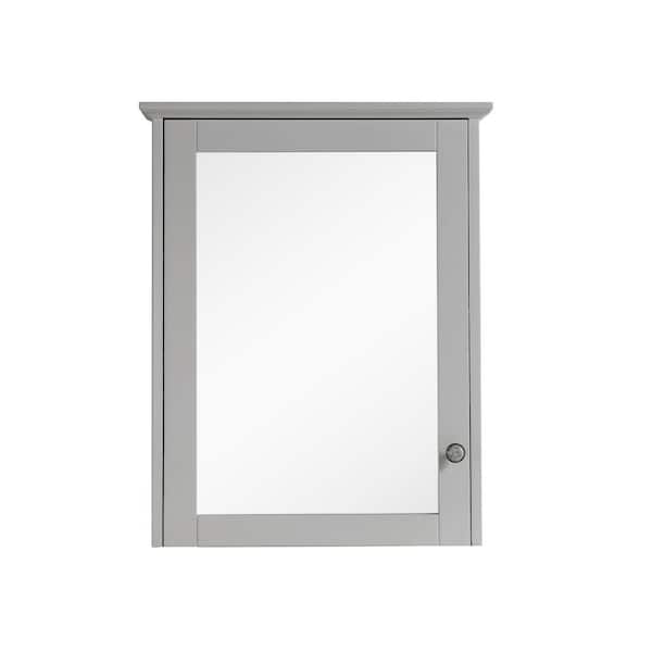 ANGELES HOME 24 in. W x 30 in. H Rectangular Framed Wall Mounted Wood Bathroom Vanity Mirror Cabinet in Grey,Soft-Close,Easy Hang