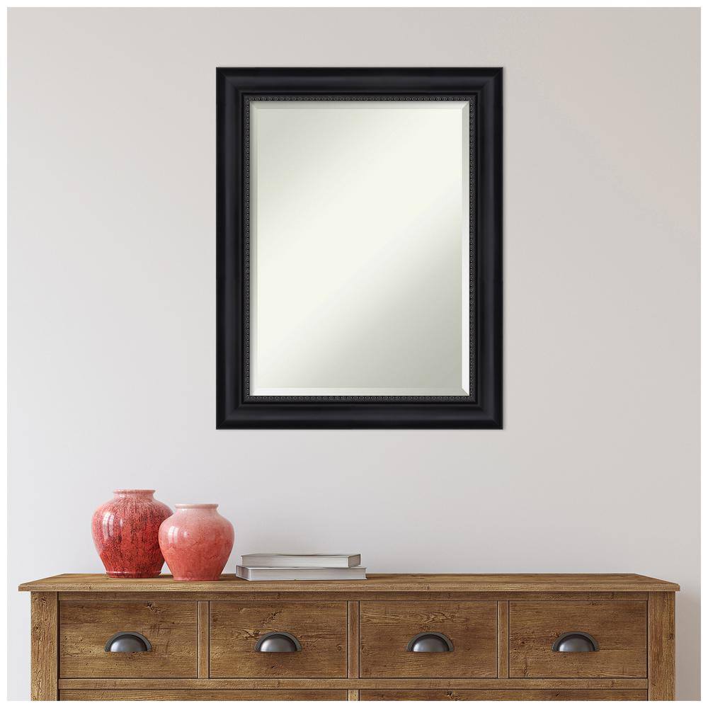 Astor Black Beveled Rectangular Bathroom Wall Mirror 23 x 29 in