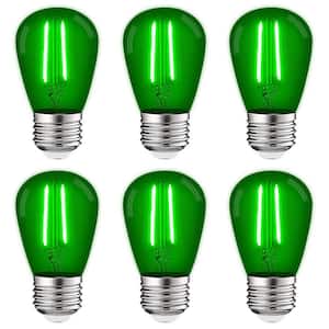 11-Watt Equivalent S14 Edison LED Green Light Bulb, 0.5-Watt, Outdoor String Light Bulb, UL, E26 Base Wet Rated (6-Pack)