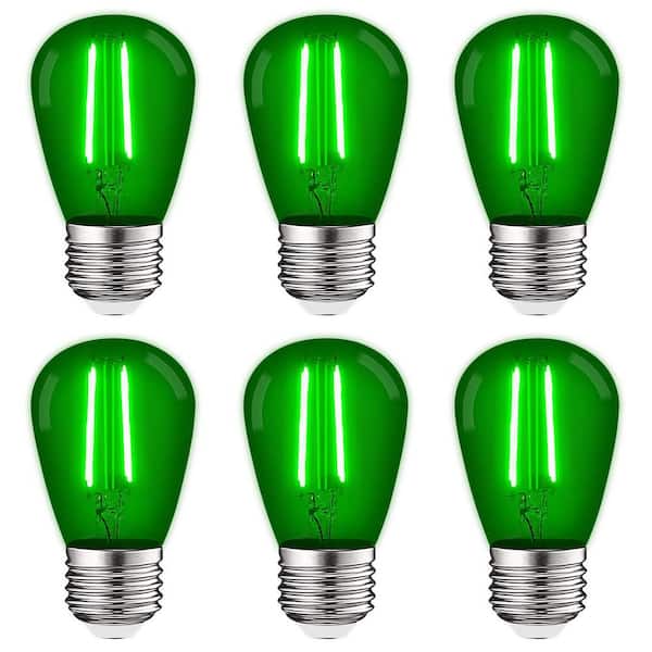 LUXRITE 11-Watt Equivalent S14 Edison LED Green Light Bulb, 0.5-Watt, Outdoor String Light Bulb, UL, E26 Base Wet Rated (6-Pack)