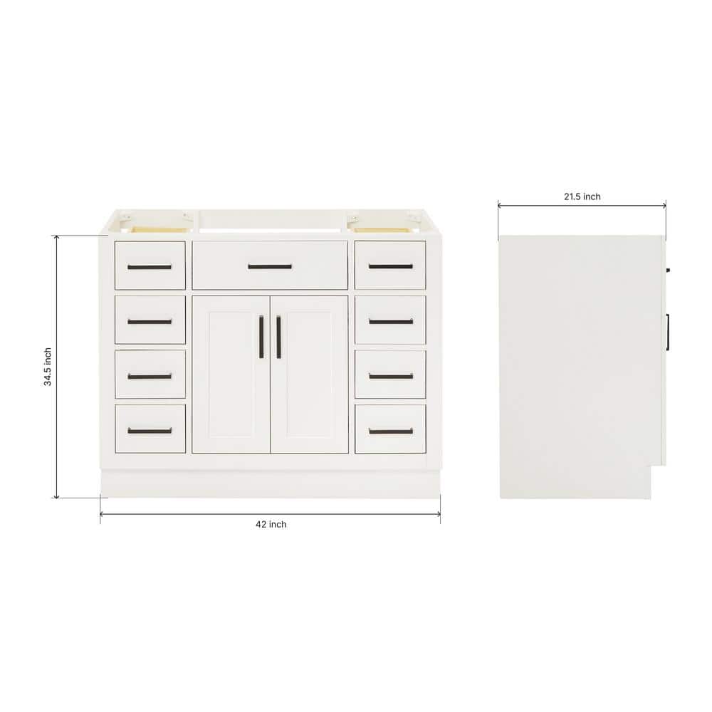 42'' White Wood Freestanding Single Bathroom Vanity Base